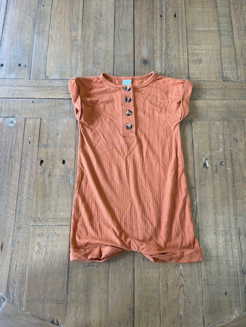 Lou Lou Quinn ribbed short romper rusty orange 12-24 months